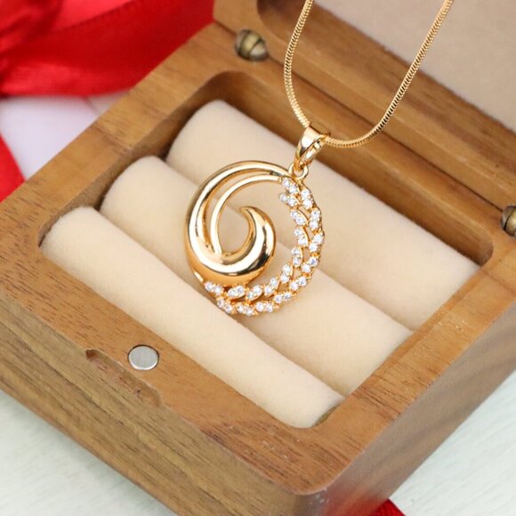 "Elegant Rose Gold Spiral Pendant with Sparkling Stone Accents, XPPT1243 - Picture 9 of 12